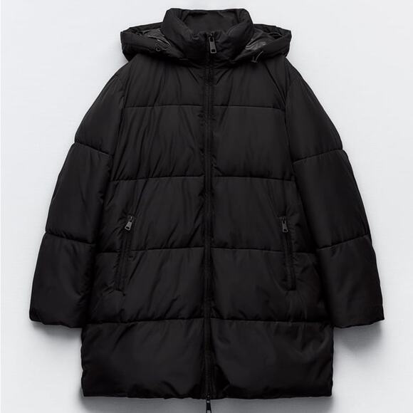 ZARA WATER AND WIND PROTECTION LONGLINE HOODED ANORAK - Picture 1 of 14